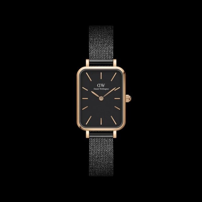 First Copy Daniel Wellington (DW) Classy Rectangle Ladies Black Golden Watch