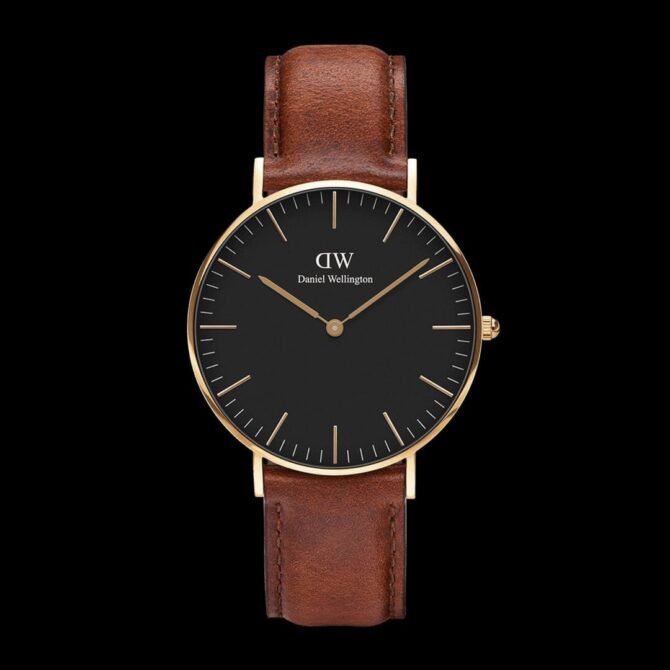 First Copy Daniel Wellington (DW) Classy Men’s Gold Brown Leather Strap Watch