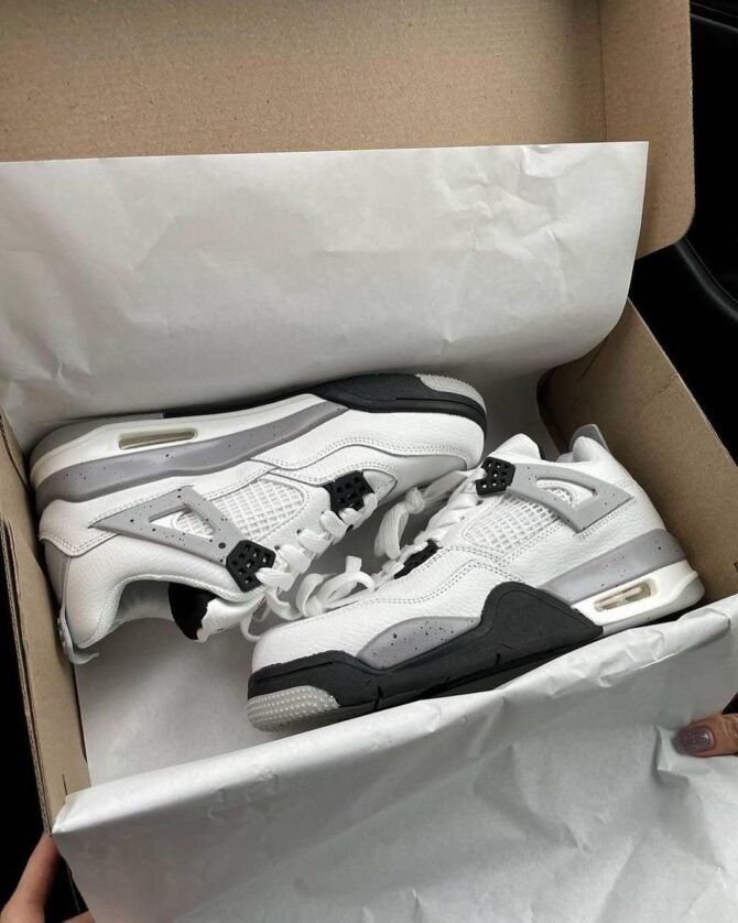 First Copy Jordan Retro 4 White Cement Shoes For Girls