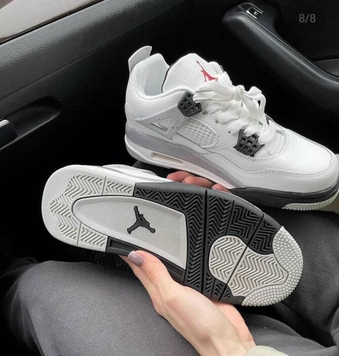 First Copy Jordan Retro 4 White Cement Shoes For Girls