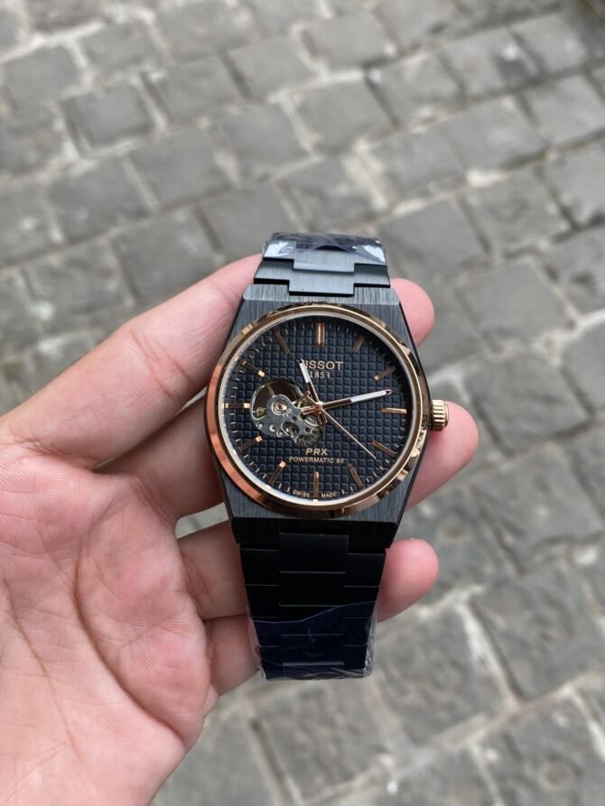 First Copy Tissot PRX Full Black Rose Gold Ring Fully Automatic Watch