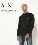 Armani Exchange Black Logo Print Shirt With Premium Box Packing And Carry Bag (Classic)