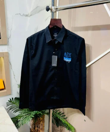 Armani Exchange Front Printed Full Sleeves Shirt (Black)