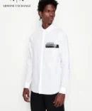 Armani Exchange White Logo Print Shirt With Premium Box Packing And Carry Bag