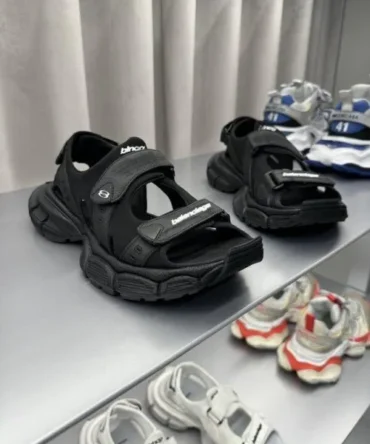Balenciaga 3XL Logo Premium Sandal Black Fixed