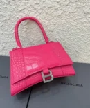 Balenciaga Hourglass Croc Skin With OG Box & Dust Bag (1930-1 Fuchsia)
