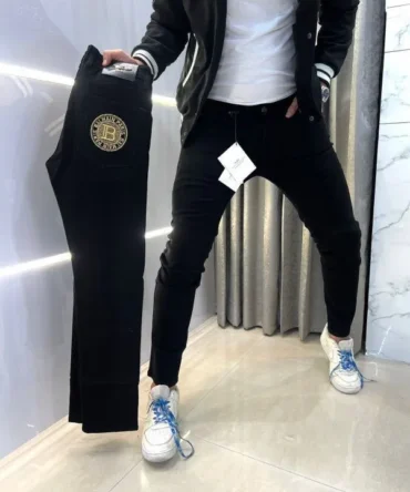 Balmain Paris Black Pocket Embroidery Logo Imported Hyperflex Denim