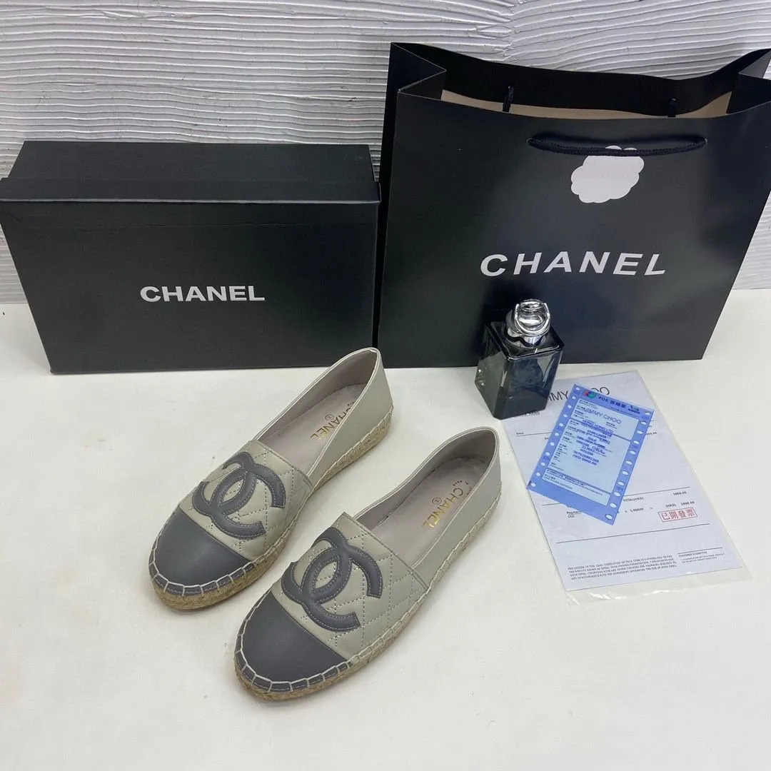 Chanel Premium Grey Quilted Leather Flats With Original Box Limited Shoes (Flats)