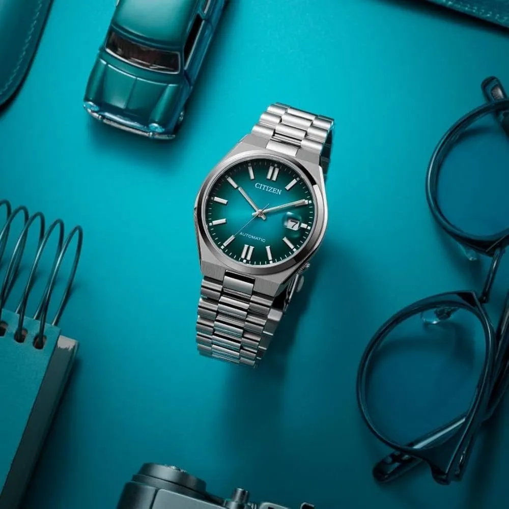 Citizen Tsuyosa Automatic Watch Turquoise Blue Dial Steel Bracelet 40 mm Watch