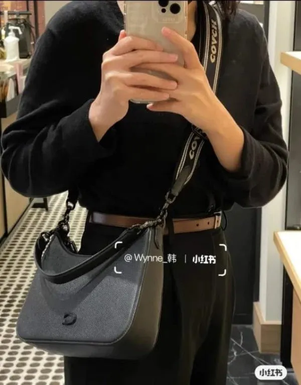 Coach Signature Crossbody Hobo Premium Quality Bag With OG Box & Dust Bag 3 Shoulder Strap Black-650