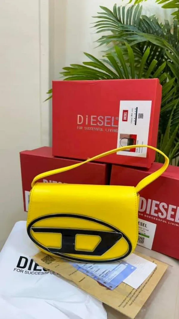 Diesel 1DR Shoulder Bag With OG Box & Dust Bag & Extra Shoulder Strap Yellow Classic