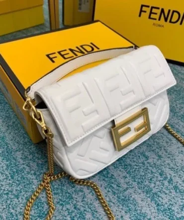 Fendi Baguette Small White With Original Box