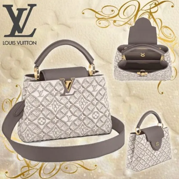 Louis Vuitton LV Capucines M46042 BB 1854 Premium Quality Leather Bag With OG Box, Dust Bag & Extra Shoulder Strap (White - 300) (Bag)