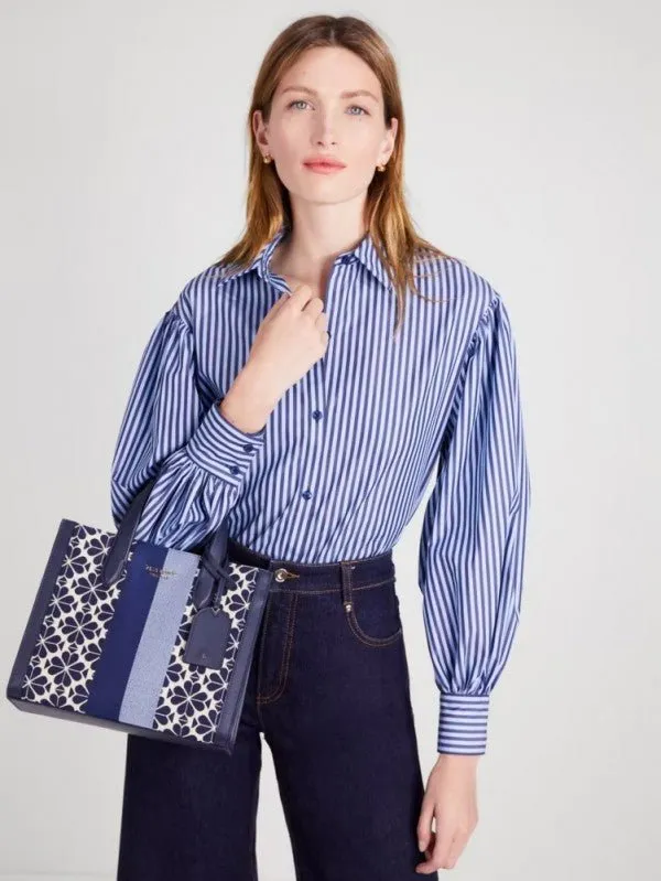 Kate Spade New York Flower Manhattan Tote Bag With Dust Bag (Blue - 852)