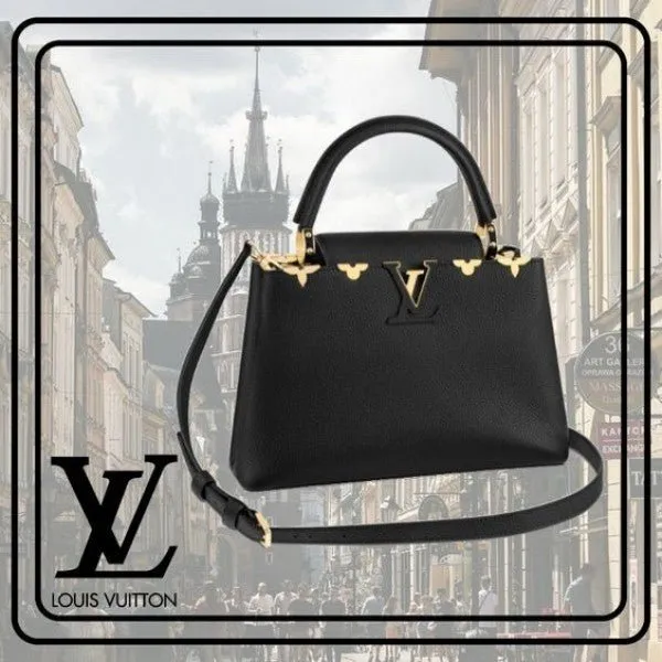 LV Capucines M54663 Premium Quality Leather Bag With OG Box & Dust Bag & Extra Shoulder Strap (Black - 301)