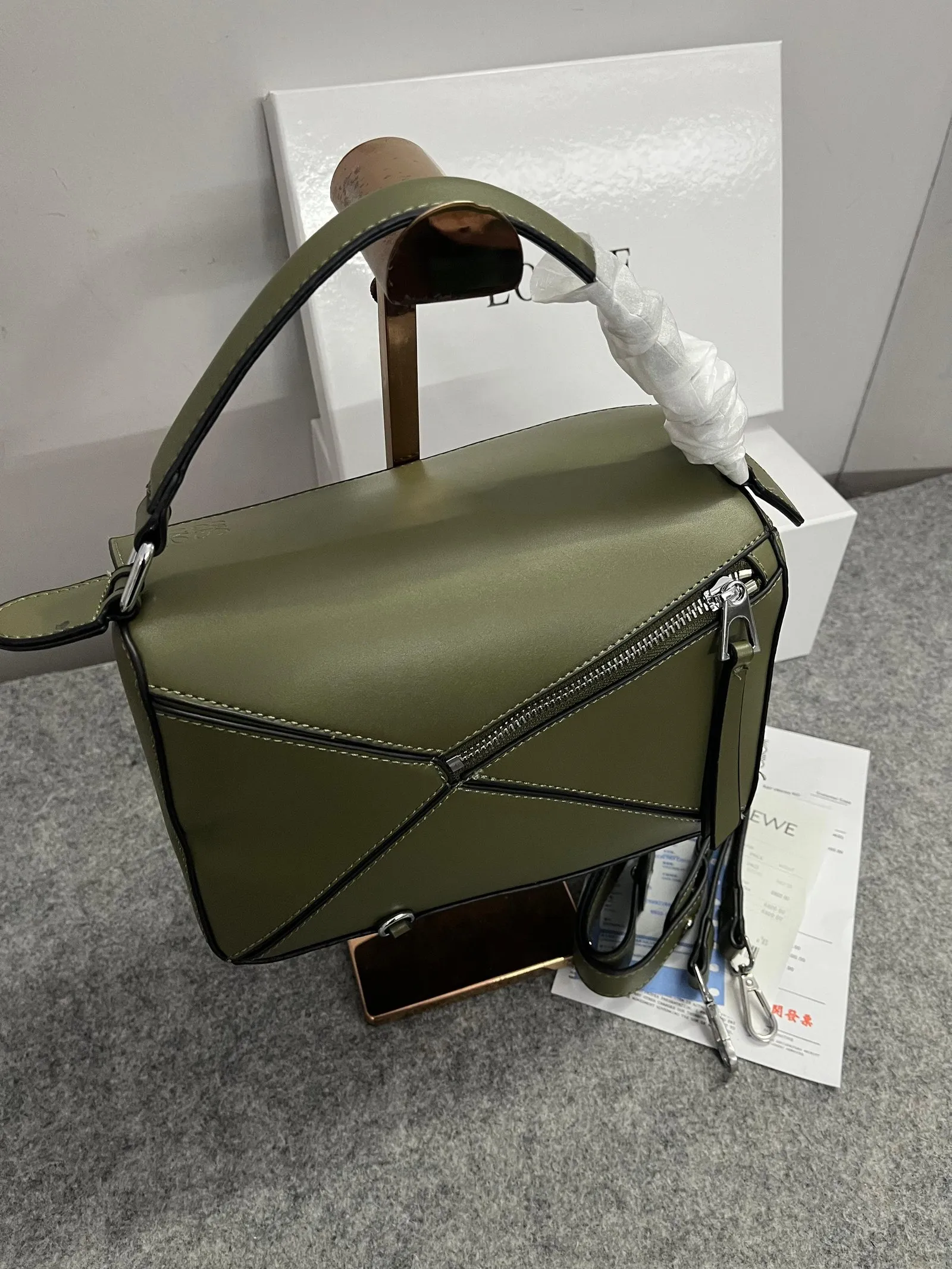 Loewe Puzzle Small Shoulder Bag With OG Box & Dust Bag (8627 D Army Green)