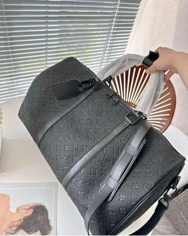 Louis Vuitton LV M44810 Keepall Bandoulire Premium Monogram Unisex Duffle Bag With Dust Bag & Accessories (Black - 861)