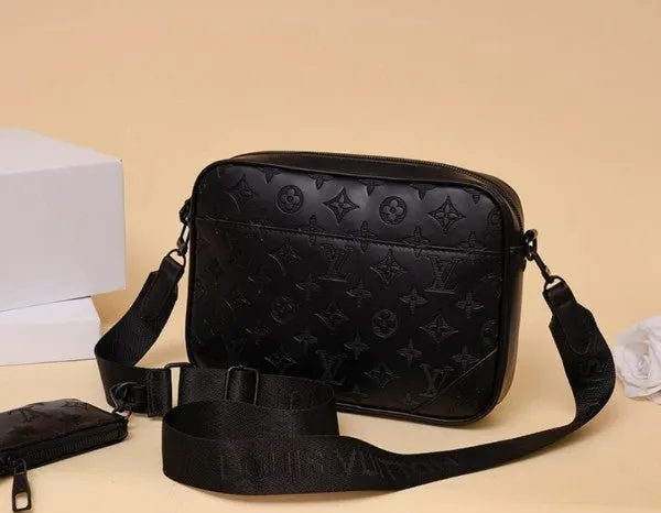 Louis Vuitton LV X Embossed Messenger Bag Brown Monogram Unisex With Dust Bag (7408 Black)