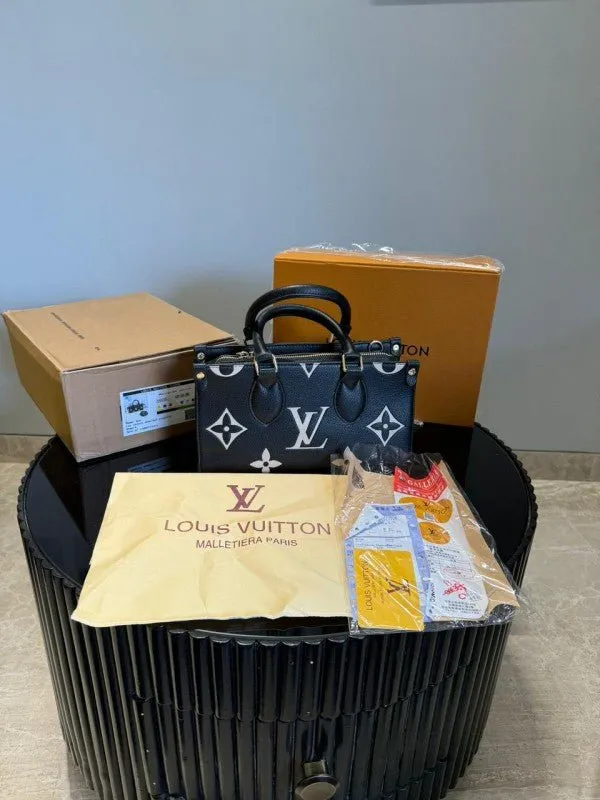 Louis Vuitton On The Go East West Pouch Monogram With OG & Dust Bag (Black White)