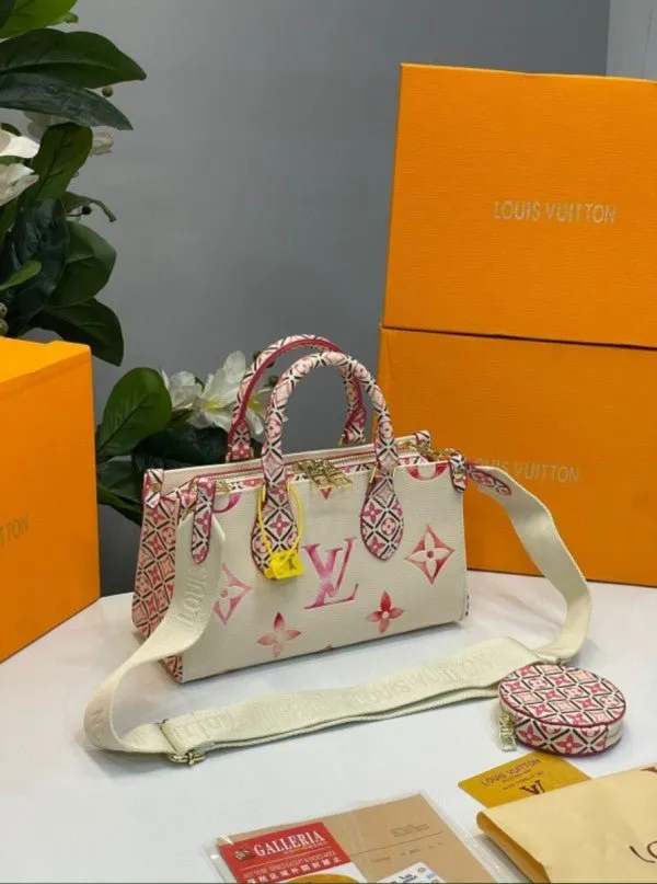 Louis Vuitton On The Go East West Pouch With OG Box & Dust Bag (Pink White 6905)