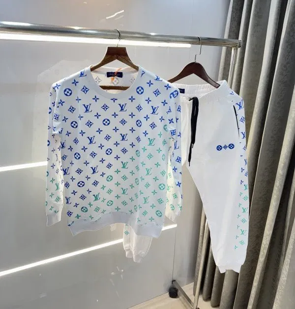 Louis Vuitton White Monogram Premium Tracksuit With Carry Bag