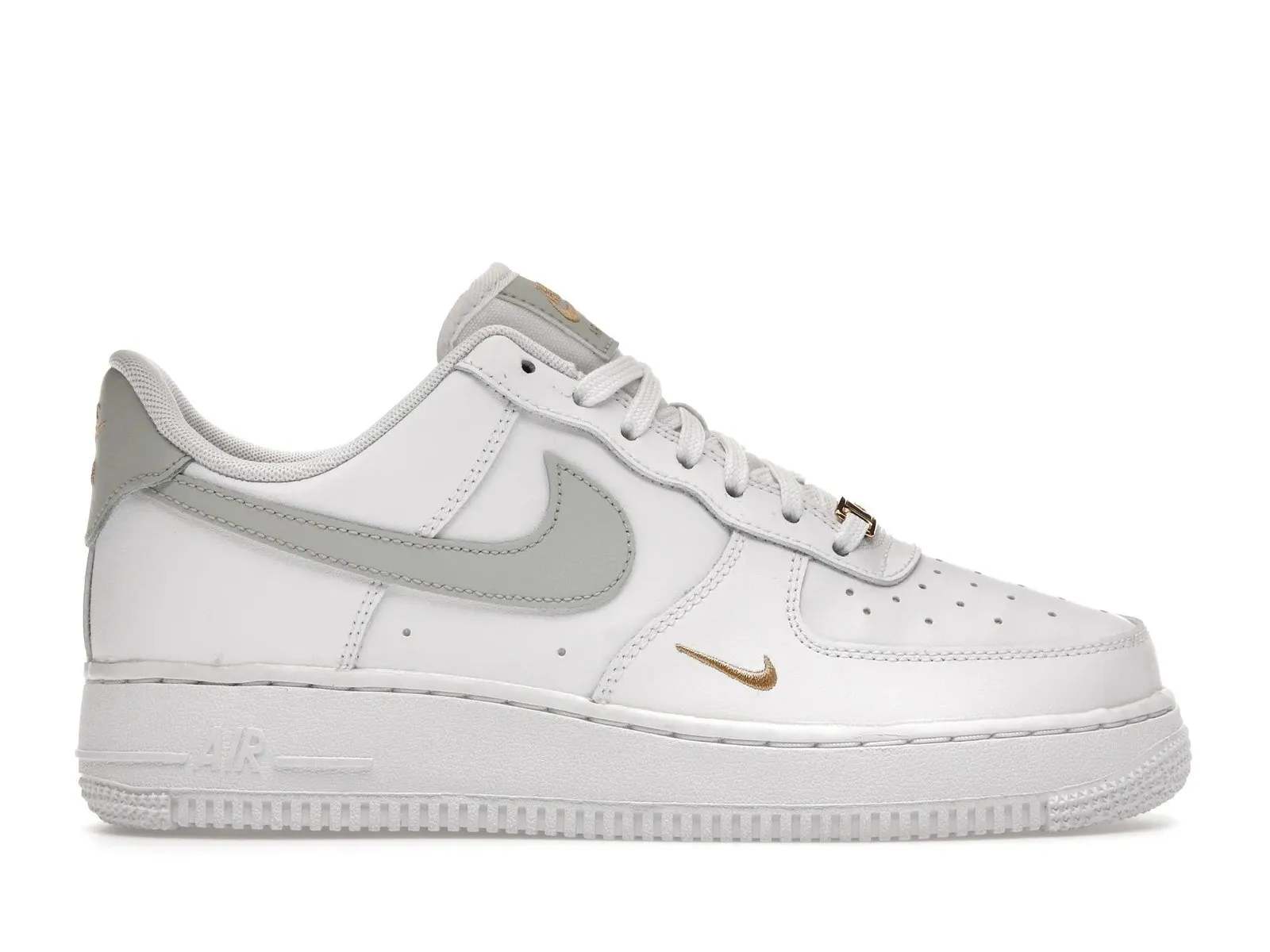 Nike Air Force 1 Grey Gold Mini Swoosh Shoes