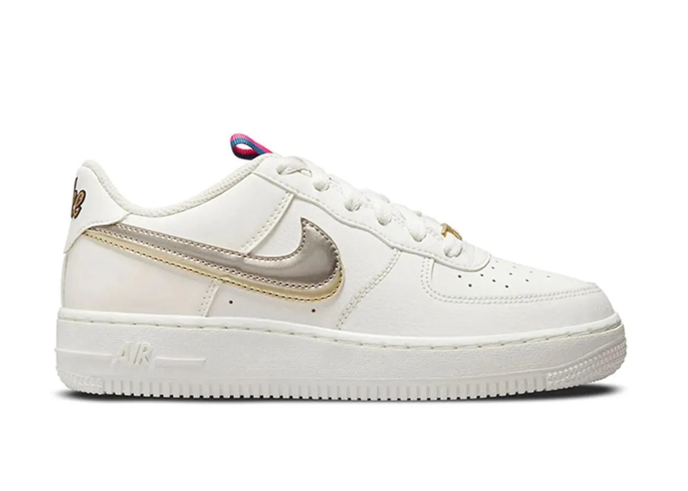 Nike Air Force 1 LV8 Double Swoosh Silver Gold Shoes