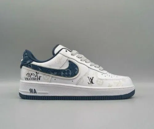 Nike Air Force 1 X Louis Vuitton Denim Blue Shoes