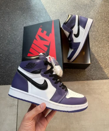 Nike Air Jordan 1 High Purple Court Shoes
