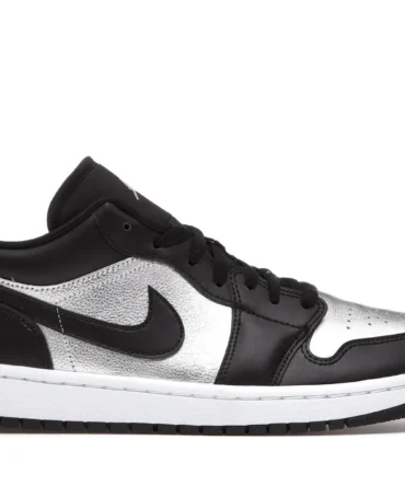 Nike Air Jordan 1 Low Black Metallic Silver Shoes