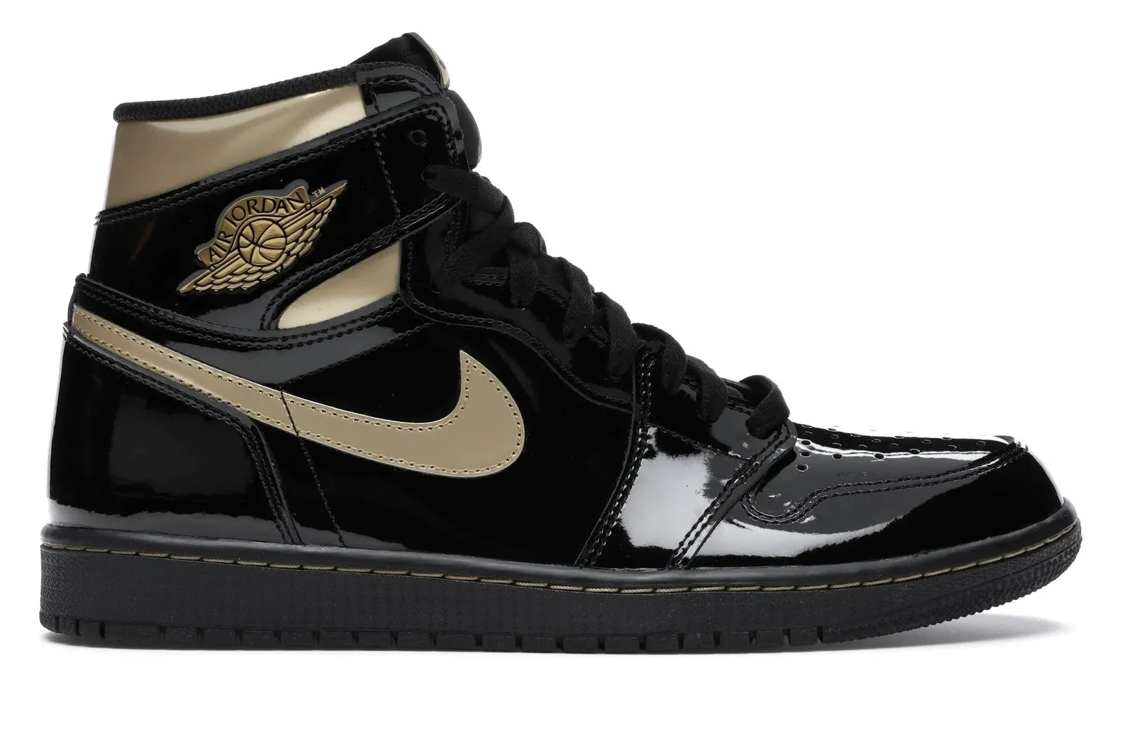 Nike Air Jordan 1 Retro High Black Metallic Gold Shoes