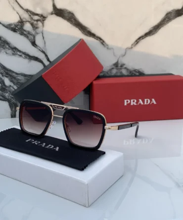 Prada 68805 Gold Brown Sunglasses