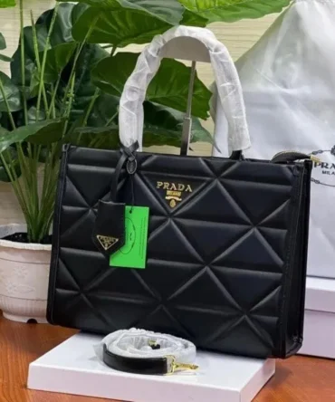 Prada Leather Symbole Tote Bag With OG Box & Dust Bag (Black-890) (Classic) Bag