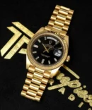 Rolex Oyster Perpetual Day Date Automatic Gold-Black Diamond Watch