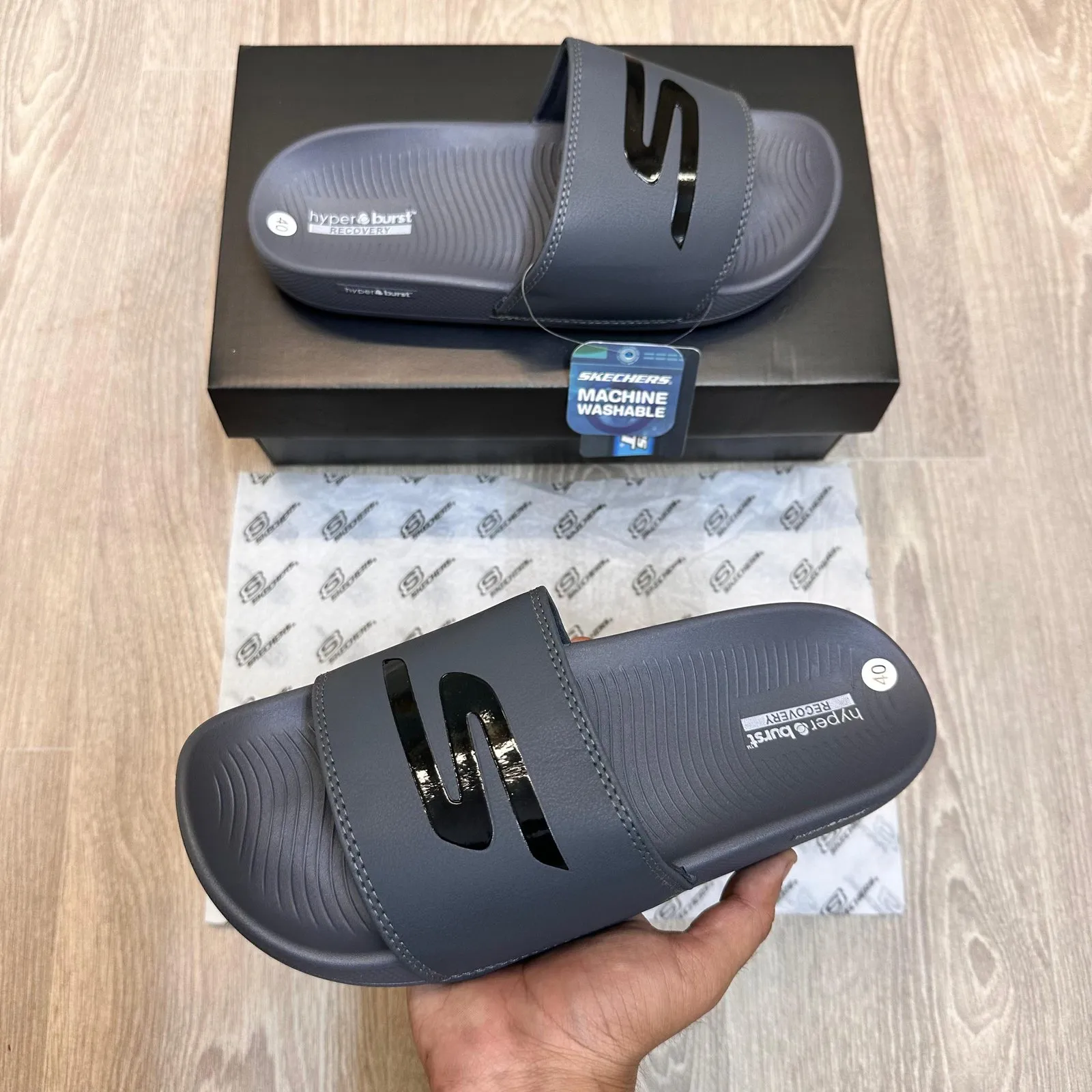 Skechers Hyper Burst Slide Sandal Grey