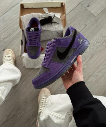 Supreme X Nike SB Dunk Low Ink Iron Grey Shoes