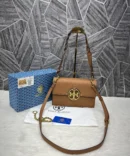 Tory Burch Miller Leather Shoulder Sling Bag With OG Box & Dust Bag Brown TR626