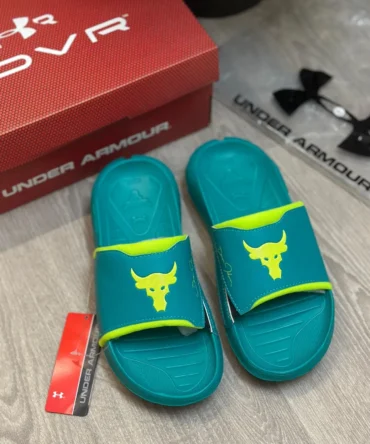 Under Armour Project Rock 3 Green Neon Premium Slides
