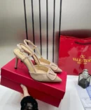Valentino Premium Heels Vlogo Patent Leather Slingback Beige