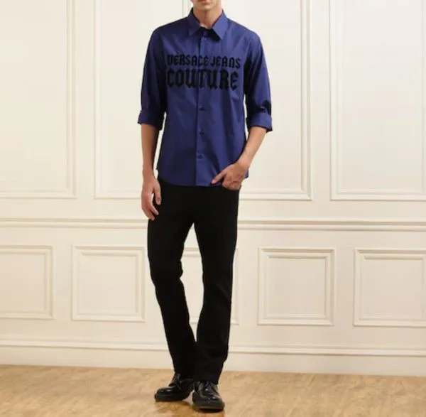 Versace Imported Front Velvet Letter Embossed Very Premium Party Wear Shirt (Classic)