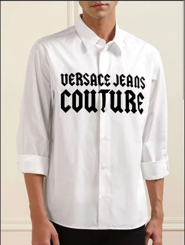 Versace Imported Front Velvet Letter Embossed Very Premium Party Wear Shirt (Exclusive)