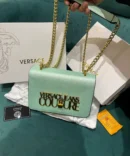 Versace Jeans Couture Saffiano Lock Crossbody Bag With OG Gift Box & Dust Bag (Pistachio Green - VA029)