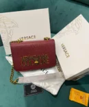 Versace Jeans Couture Saffiano Lock Crossbody Bag With OG Gift Box & Dust Bag (Red - VA029)