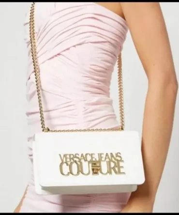 Versace Jeans Couture Saffiano Lock Crossbody Bag With OG Gift Box & Dust Bag (White - 524)