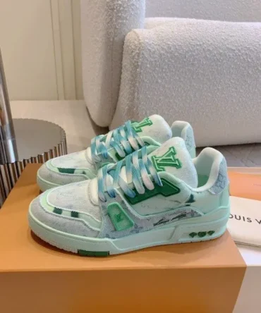 Virgil Abloh Iconic LV Trainer Sneaker Green With Double Box