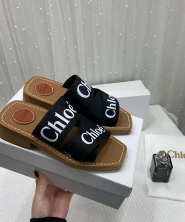 WMN Chlo?Premium Woody Slides whit og box black