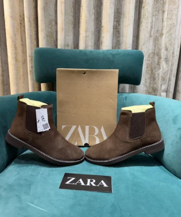 Zara Chelsea Boots Coffee Suede Shoes