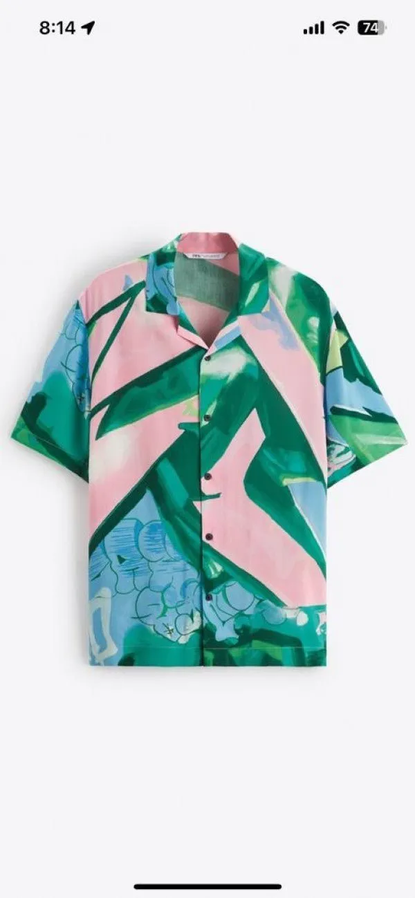 Zara Green All Over Printed Premium Half Shirt