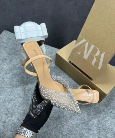Zara Pearl Jewel Heels High Quality With Original Box & Dust Bag